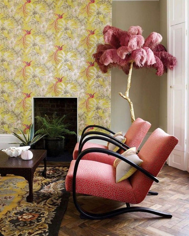 Brass and Ostrich Feather Luxury Floor Lamp