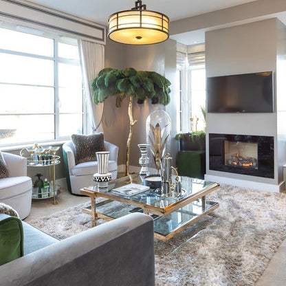 Brass and Ostrich Feather Luxury Floor Lamp