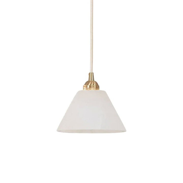 Brass Conical Pendant Light with Alabaster Shade