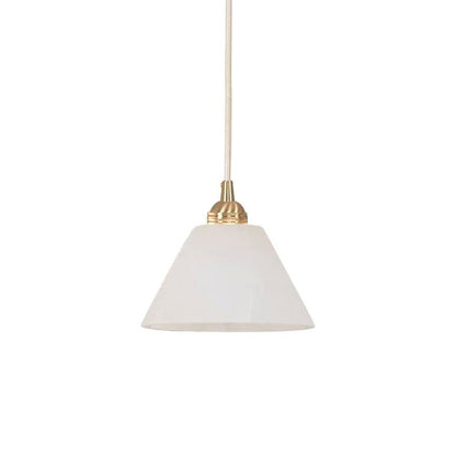 Brass Conical Pendant Light with Alabaster Shade