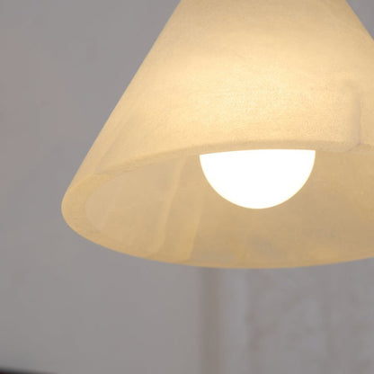 Brass Conical Pendant Light with Alabaster Shade