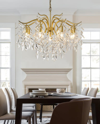 Brass & Crystal Modern Chandelier – 7/9/11-Light Hanging Fixture