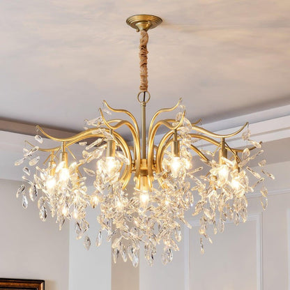 Brass & Crystal Modern Chandelier – 7/9/11-Light Hanging Fixture