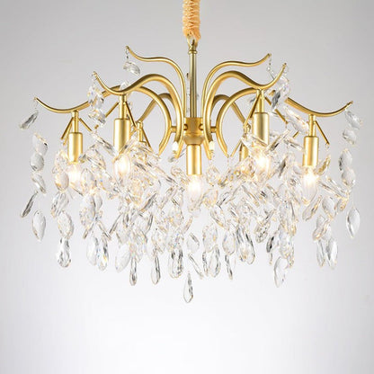Brass & Crystal Modern Chandelier – 7/9/11-Light Hanging Fixture