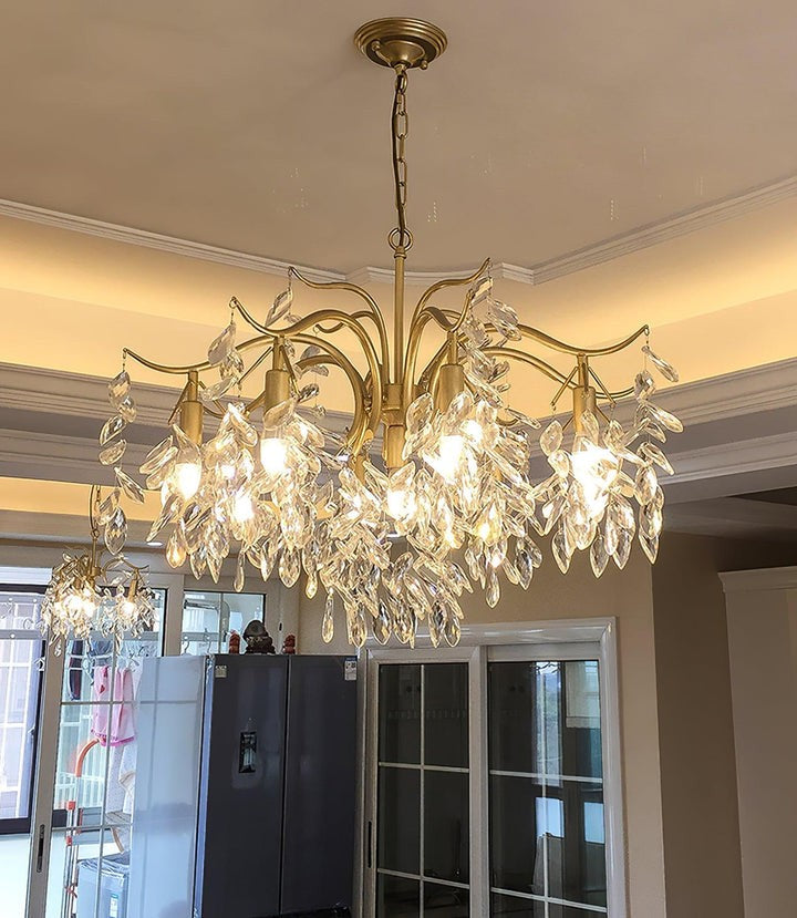 Brass & Crystal Modern Chandelier – 7/9/11-Light Hanging Fixture