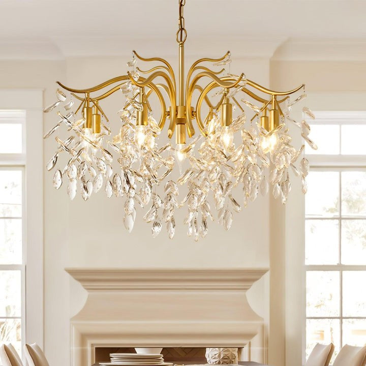 Brass & Crystal Modern Chandelier – 7/9/11-Light Hanging Fixture
