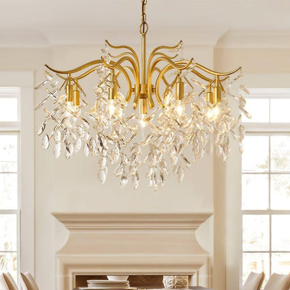 Brass & Crystal Modern Chandelier – 7/9/11-Light Hanging Fixture