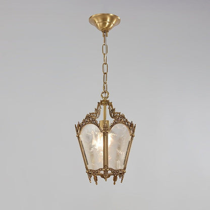 Brass Empire-Style Pendant Light with Frosted Glass