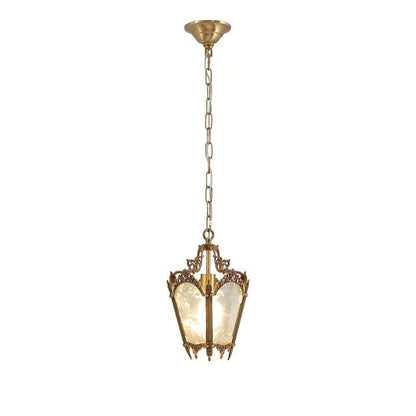 Brass Empire-Style Pendant Light with Frosted Glass