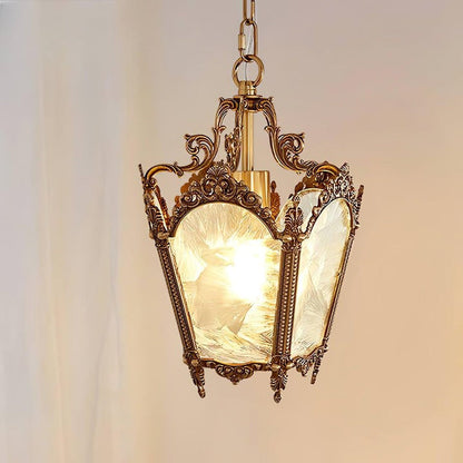 Brass Empire-Style Pendant Light with Frosted Glass