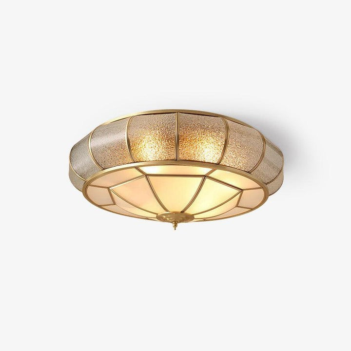 Brass Glass Drum Flush Mount Ceiling Light