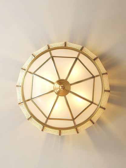 Brass Glass Drum Flush Mount Ceiling Light