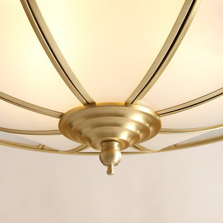 Brass Glass Drum Flush Mount Ceiling Light