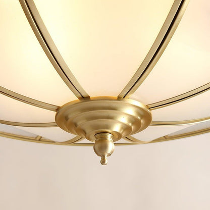 Brass Glass Drum Flush Mount Ceiling Light