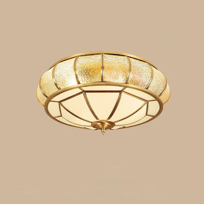 Brass Glass Drum Flush Mount Ceiling Light