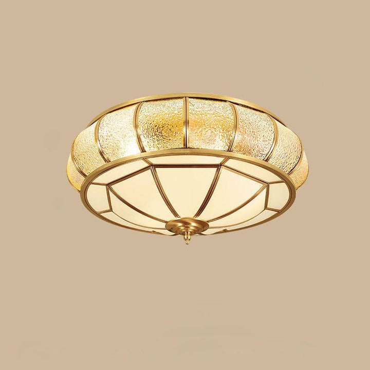 Brass Glass Drum Flush Mount Ceiling Light