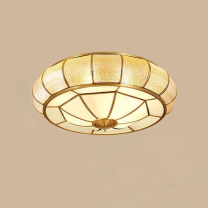 Brass Glass Drum Flush Mount Ceiling Light