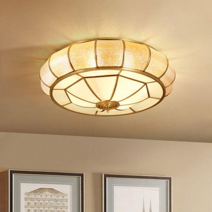 Brass Glass Drum Flush Mount Ceiling Light