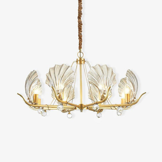 Brass Shell K9 Crystal Ceiling Chandelier