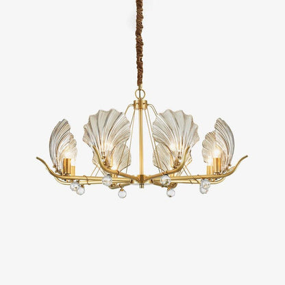 Brass Shell K9 Crystal Ceiling Chandelier