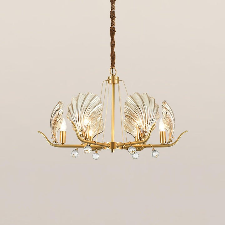 Brass Shell K9 Crystal Ceiling Chandelier
