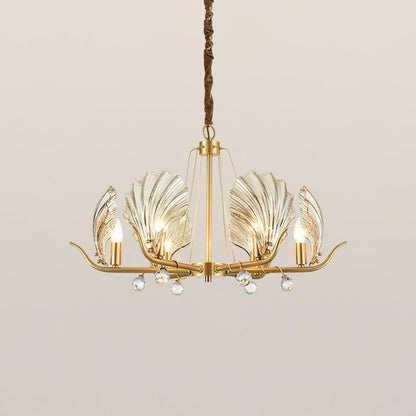 Brass Shell K9 Crystal Ceiling Chandelier