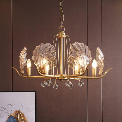 Brass Shell K9 Crystal Ceiling Chandelier