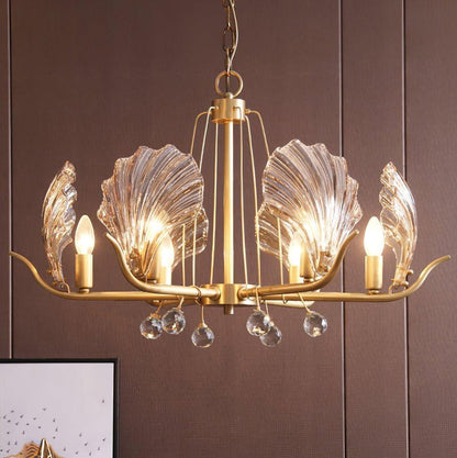 Brass Shell K9 Crystal Ceiling Chandelier