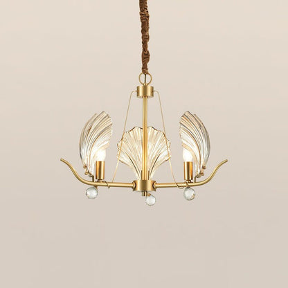 Brass Shell K9 Crystal Ceiling Chandelier