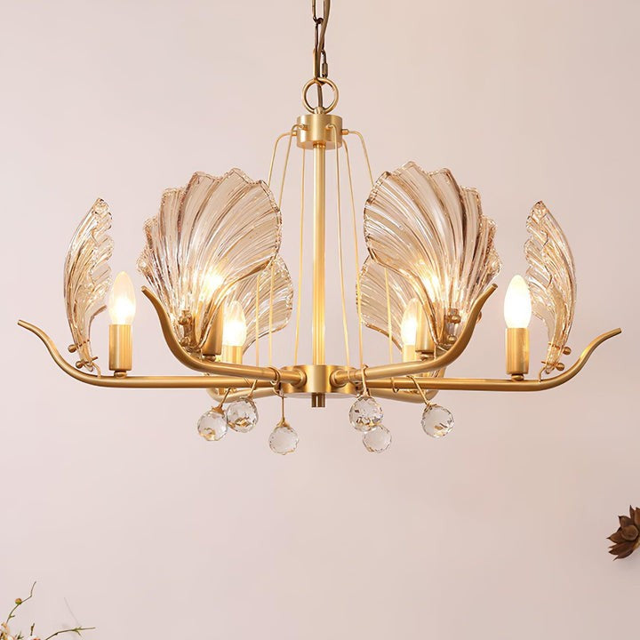 Brass Shell K9 Crystal Ceiling Chandelier