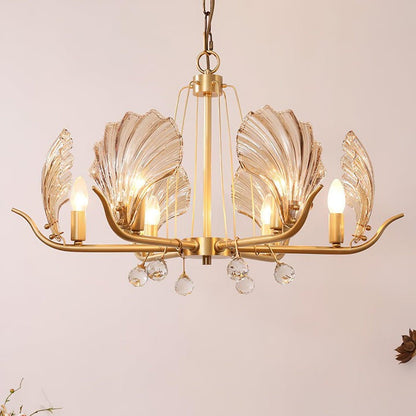 Brass Shell K9 Crystal Ceiling Chandelier