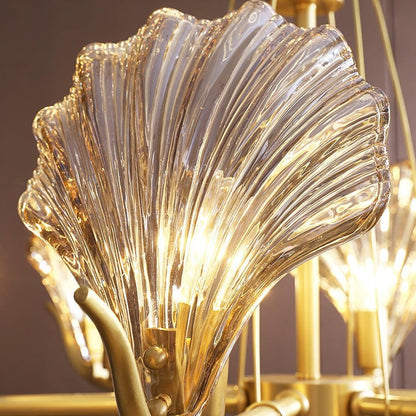 Brass Shell K9 Crystal Ceiling Chandelier