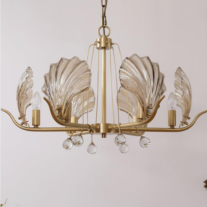 Brass Shell K9 Crystal Ceiling Chandelier