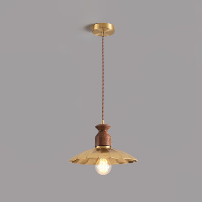 Brass & Wood Adjustable Pendant Light – Rustic Industrial Hanging Lamp