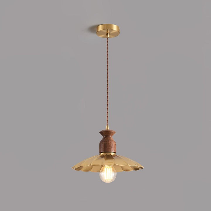 Brass & Wood Adjustable Pendant Light – Rustic Industrial Hanging Lamp