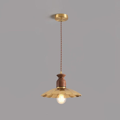 Brass & Wood Adjustable Pendant Light – Rustic Industrial Hanging Lamp