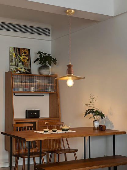 Brass & Wood Adjustable Pendant Light – Rustic Industrial Hanging Lamp