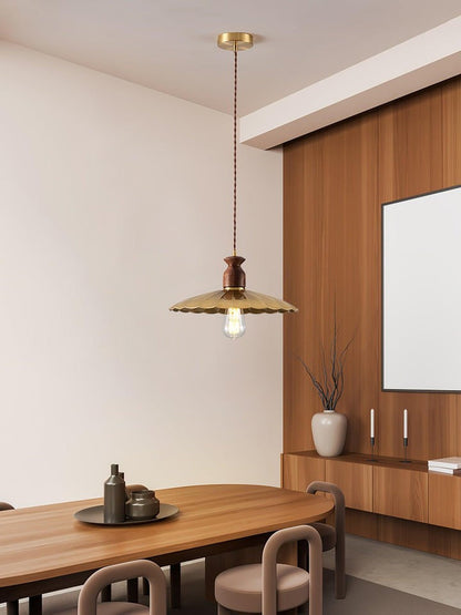 Brass & Wood Adjustable Pendant Light – Rustic Industrial Hanging Lamp