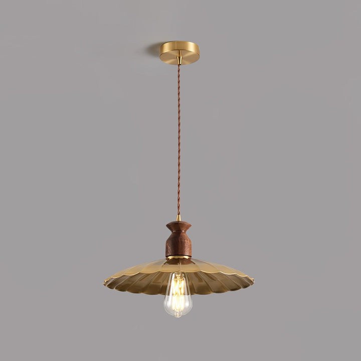 Brass & Wood Adjustable Pendant Light – Rustic Industrial Hanging Lamp