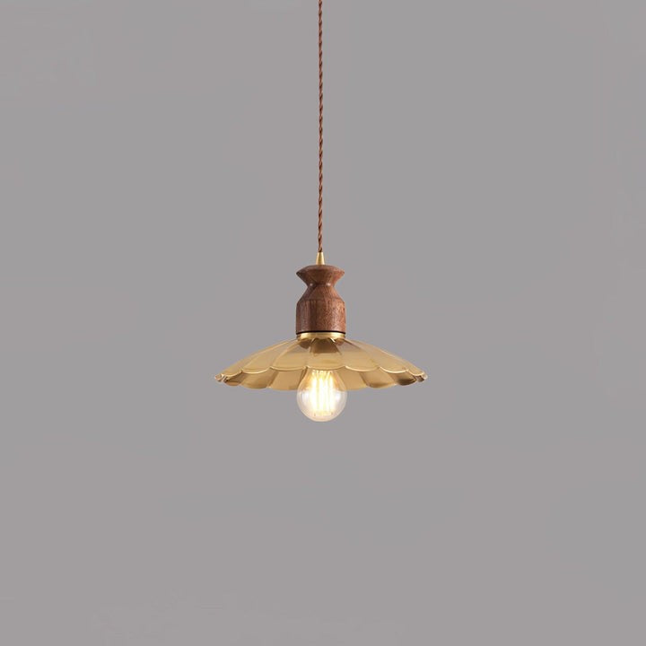 Brass & Wood Adjustable Pendant Light – Rustic Industrial Hanging Lamp