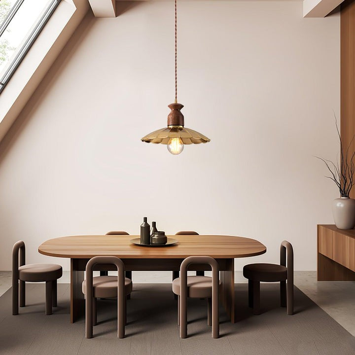 Brass & Wood Adjustable Pendant Light – Rustic Industrial Hanging Lamp