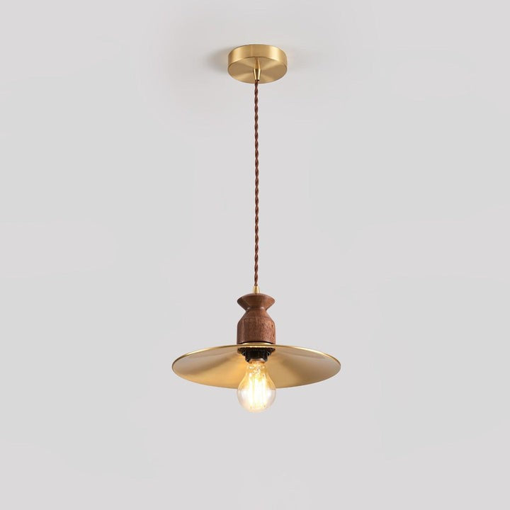 Brass & Wood Adjustable Pendant Light – Rustic Industrial Hanging Lamp