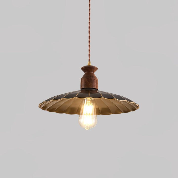 Brass & Wood Adjustable Pendant Light – Rustic Industrial Hanging Lamp