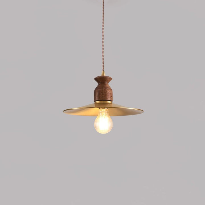 Brass & Wood Adjustable Pendant Light – Rustic Industrial Hanging Lamp