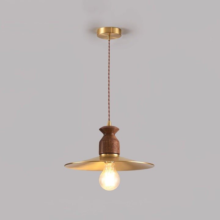 Brass & Wood Adjustable Pendant Light – Rustic Industrial Hanging Lamp