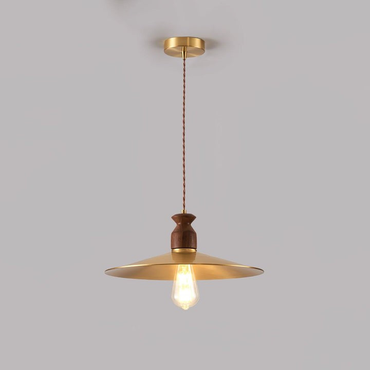 Brass & Wood Adjustable Pendant Light – Rustic Industrial Hanging Lamp