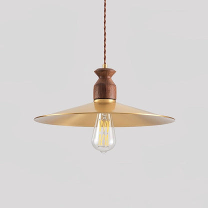 Brass & Wood Adjustable Pendant Light – Rustic Industrial Hanging Lamp