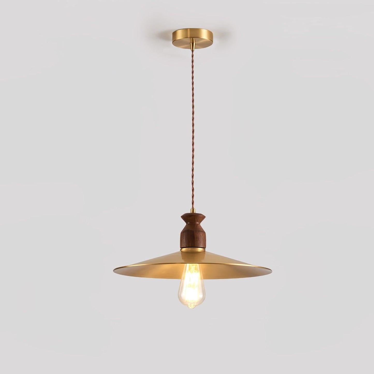 Brass & Wood Adjustable Pendant Light – Rustic Industrial Hanging Lamp
