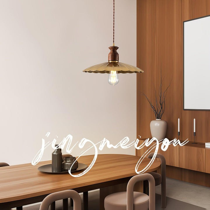 Brass & Wood Adjustable Pendant Light – Rustic Industrial Hanging Lamp