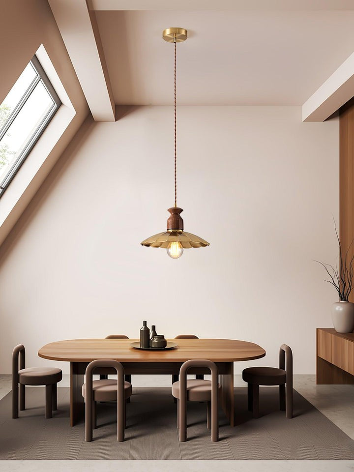 Brass & Wood Adjustable Pendant Light – Rustic Industrial Hanging Lamp